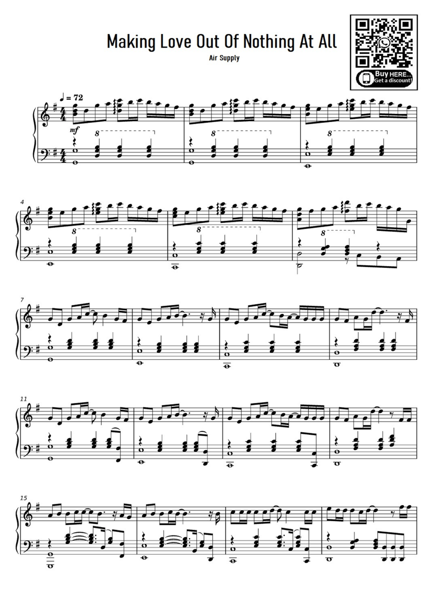 Making Love Out Of Nothing At All Easy Piano scores gallery preview page 1