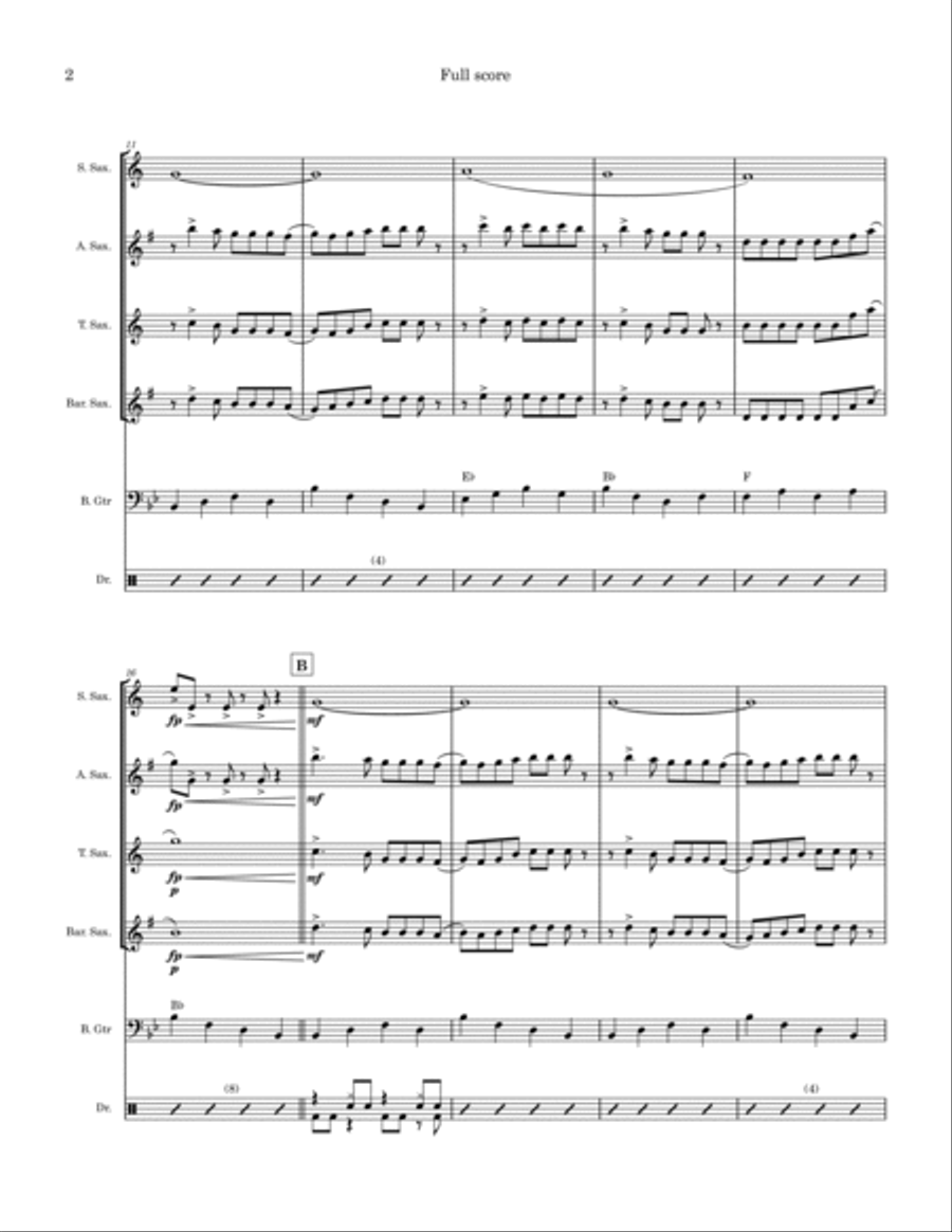 Hawaiian War Chant (ta-hu-wa-hu-wai) Saxophone Quartet scores gallery preview page 2