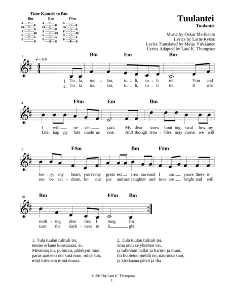 Five Finnish Songs of Love with sing-able English and Finnish lyrics image number null