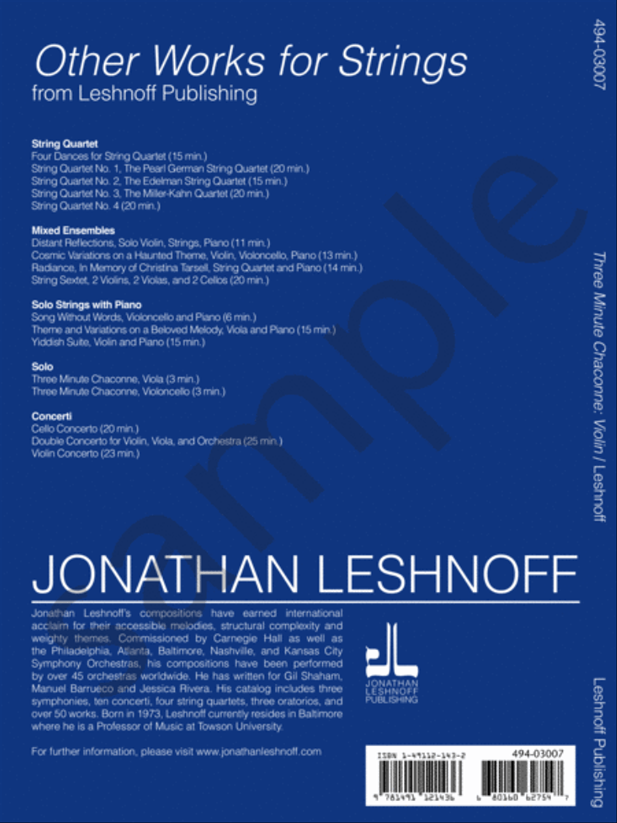 Three Minute Chaconne - Violin Chamber Music scores gallery preview page 7