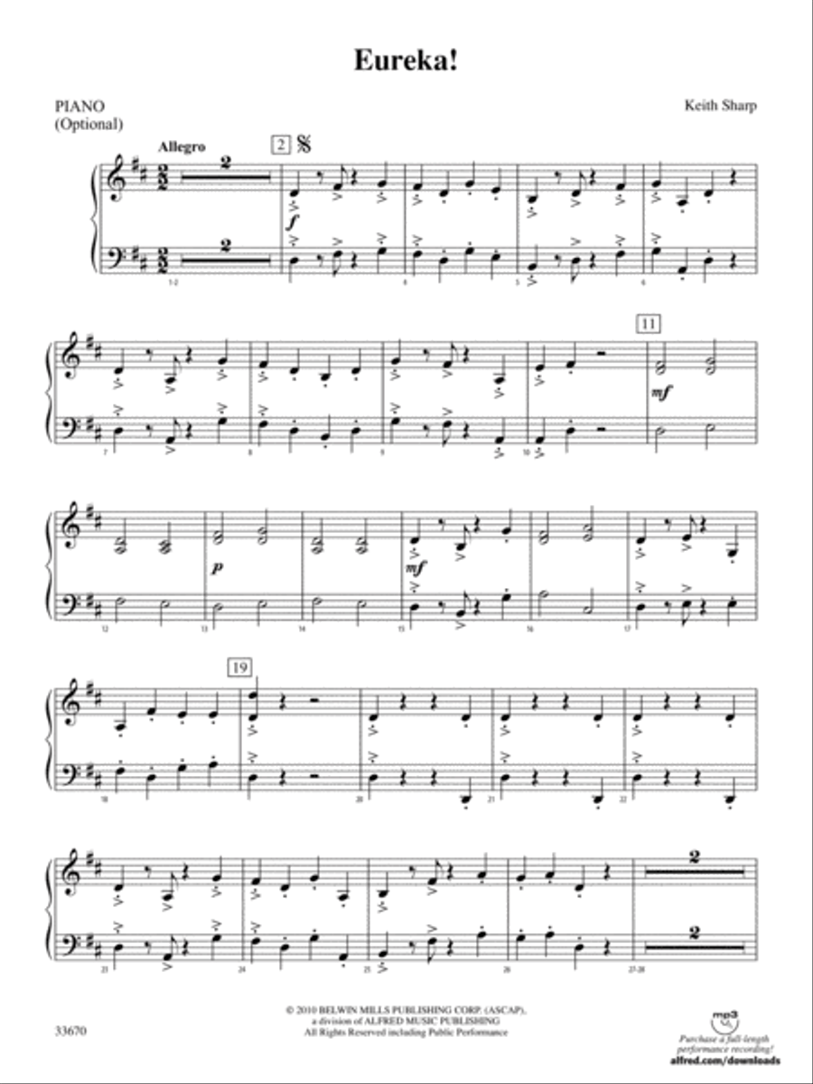Eureka!: Piano Accompaniment Orchestra scores gallery preview page 1