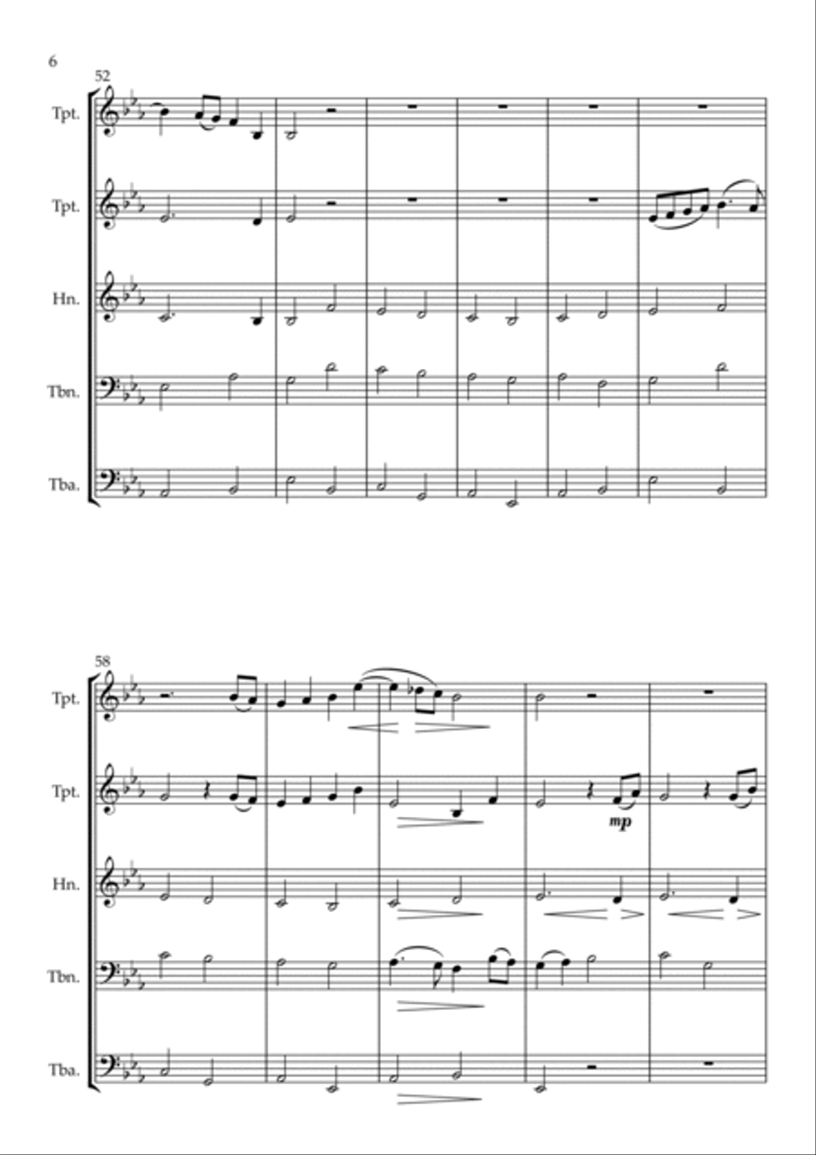 Pachelbel's Canon, for Brass Quintet Brass Quintet scores gallery preview page 6