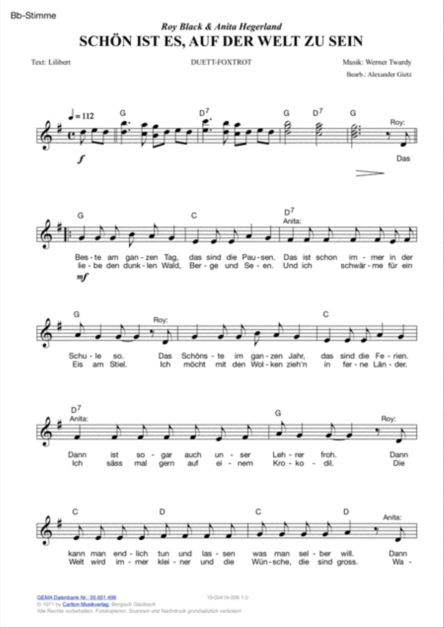 Schon ist es, auf der Welt zu sein Voice scores gallery preview page 6