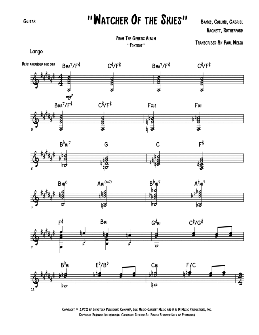 Watcher Of The Skies Guitar Solo scores gallery preview page 1