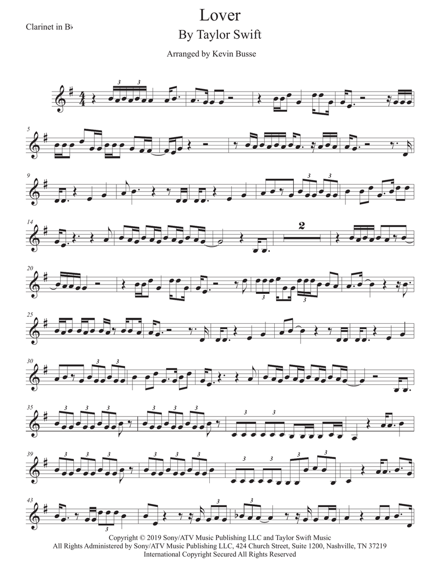 Lover Lover Clarinet Solo scores gallery preview page 1
