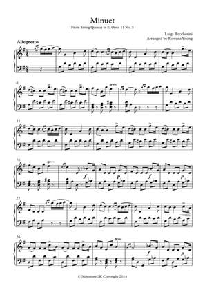 Minuet from Boccherini's String Quintet Piano Solo