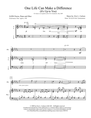 One Life Can Make a Difference (SATB) - PRINT UNLIMITED COPIES
