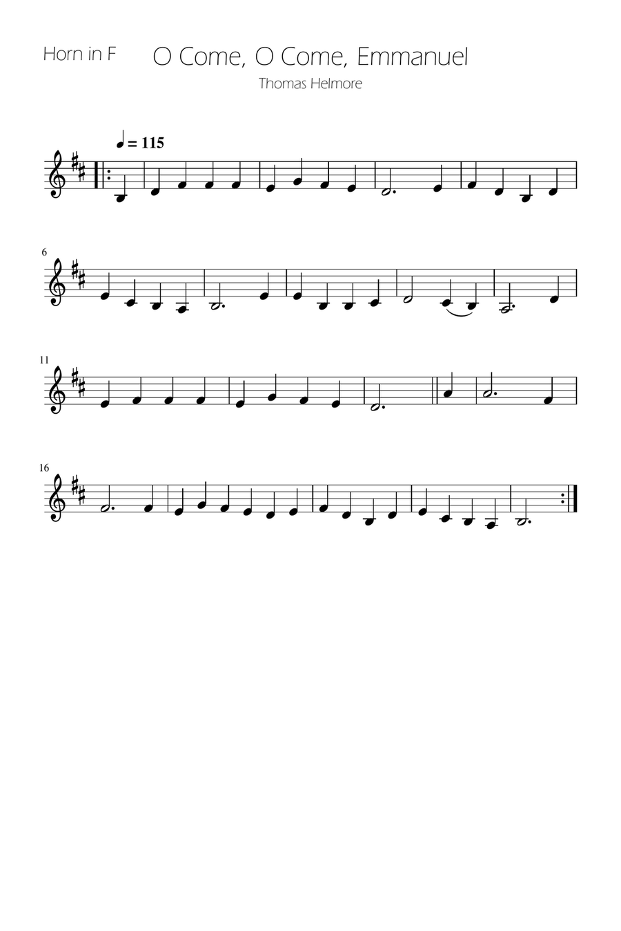 O Come, O Come, Emmanuel - French Horn Solo Horn Solo scores gallery preview page 1