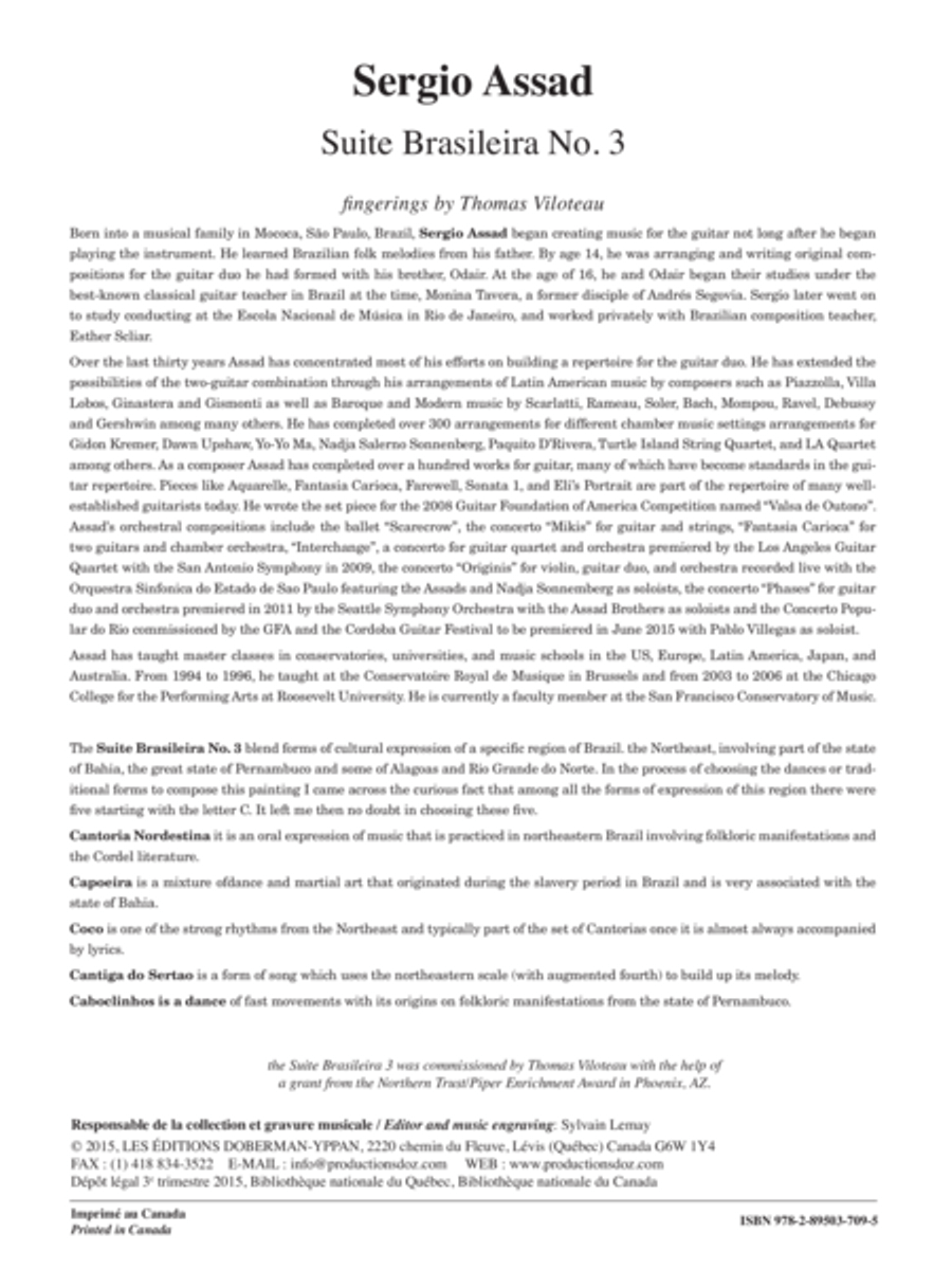 Suite Brasileira No. 3 Classical Guitar scores gallery preview page 1