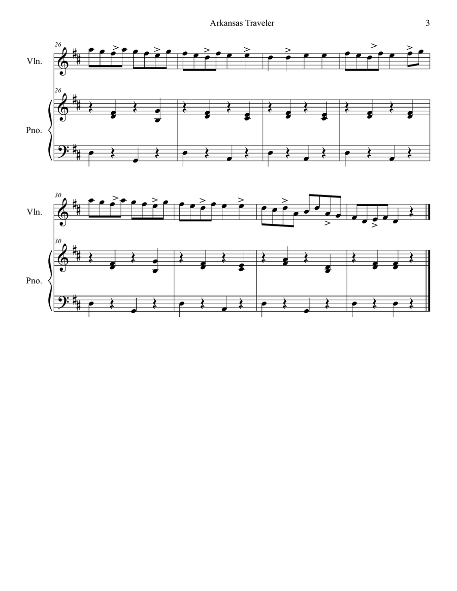 Arkansas Traveler Arkansas Traveler Violin Solo scores gallery preview page 3