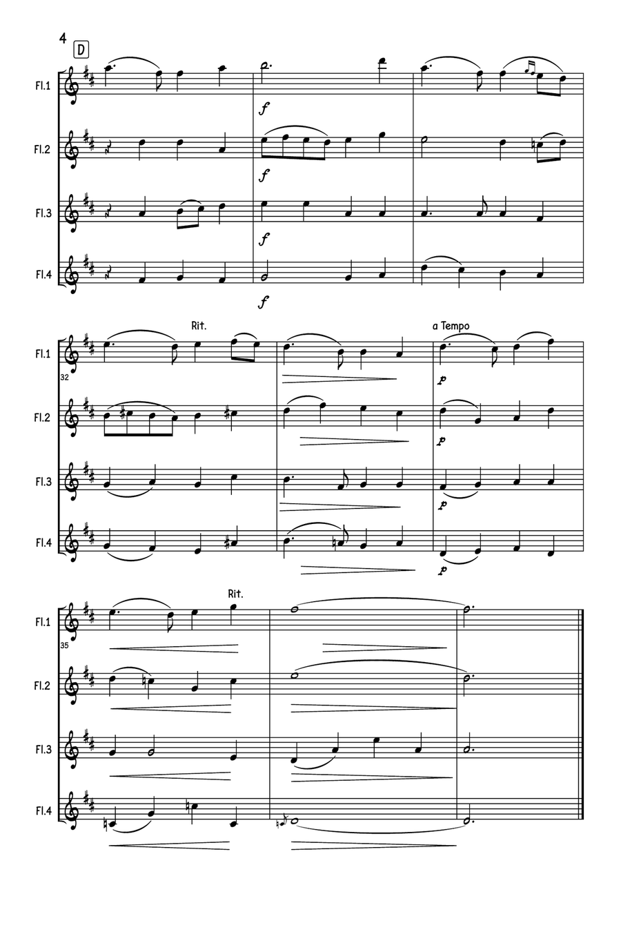 Auld Lang Syne Flute Quartet scores gallery preview page 5
