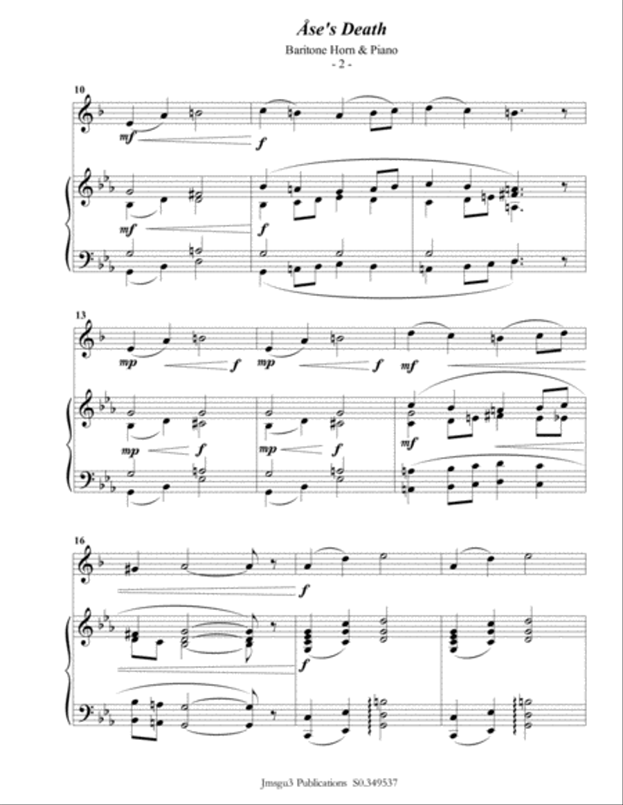 Grieg: Ase's Death from Peer Gynt Suite for Baritone Horn & Piano Brass Duet scores gallery preview page 3