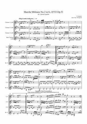 Schubert: Marche Militaire No.2 in G, D733 Op.51 - clarinet quartet