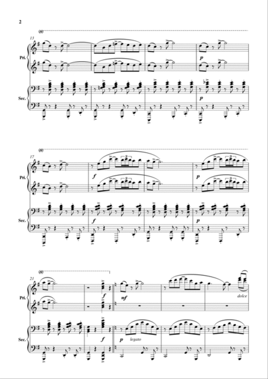 Sambatina, Original composition for piano duet (Intermediate level) by Philip Kim 1 Piano, 4-Hands scores gallery preview page 3