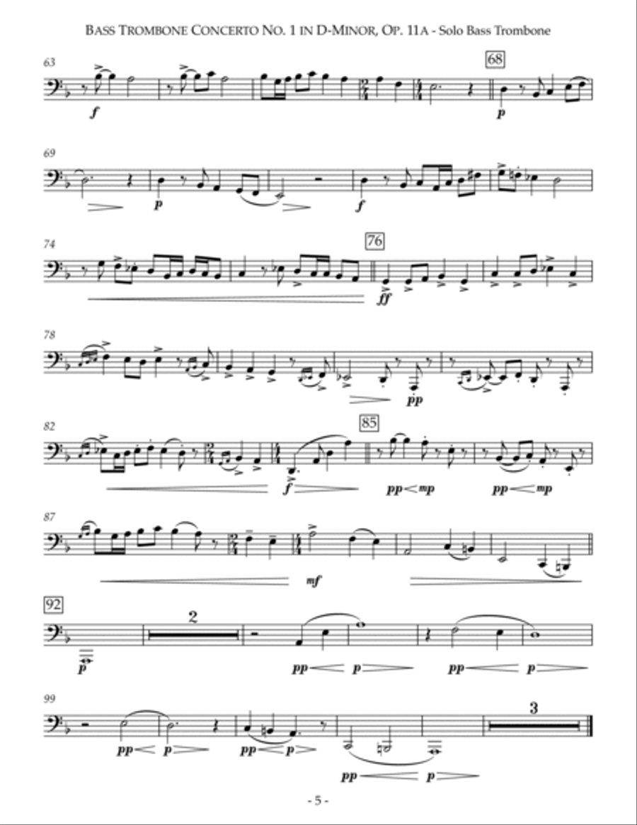 Bass Trombone Concerto No. 1 in D-Minor Bass Trombone scores gallery preview page 5