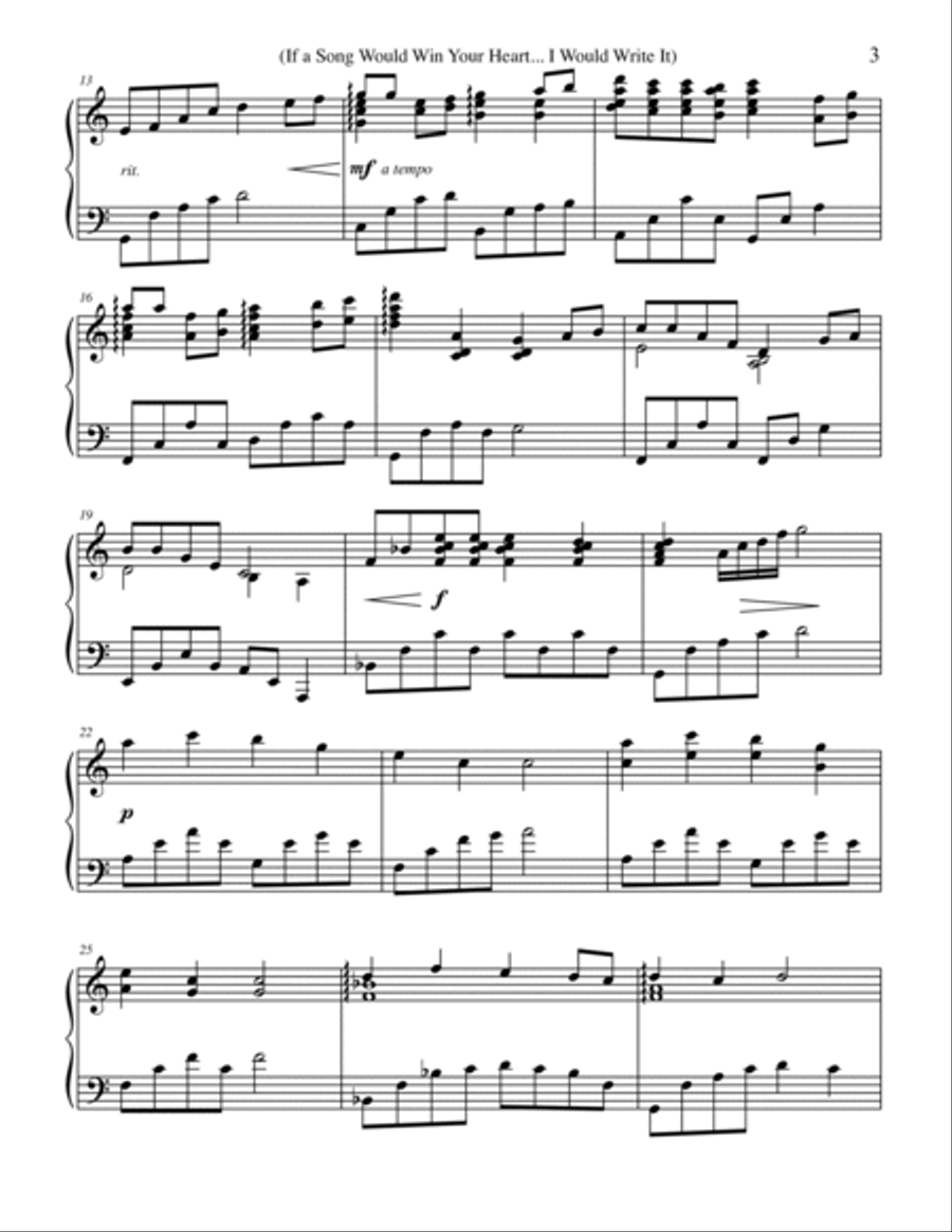 If a Song Would Win Your Heart, I Would Write It Piano Solo scores gallery preview page 2
