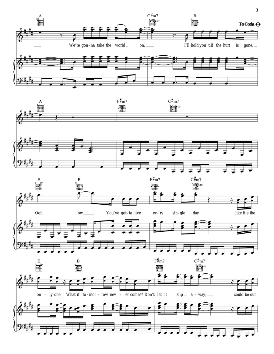 Never Gonna Be Alone Piano, Vocal, Guitar scores gallery preview page 3
