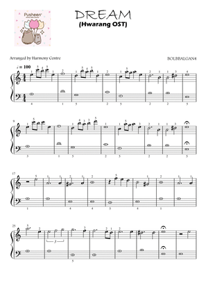 Book cover for Dream - Hwarang | Piano Sheet Music Score with note names