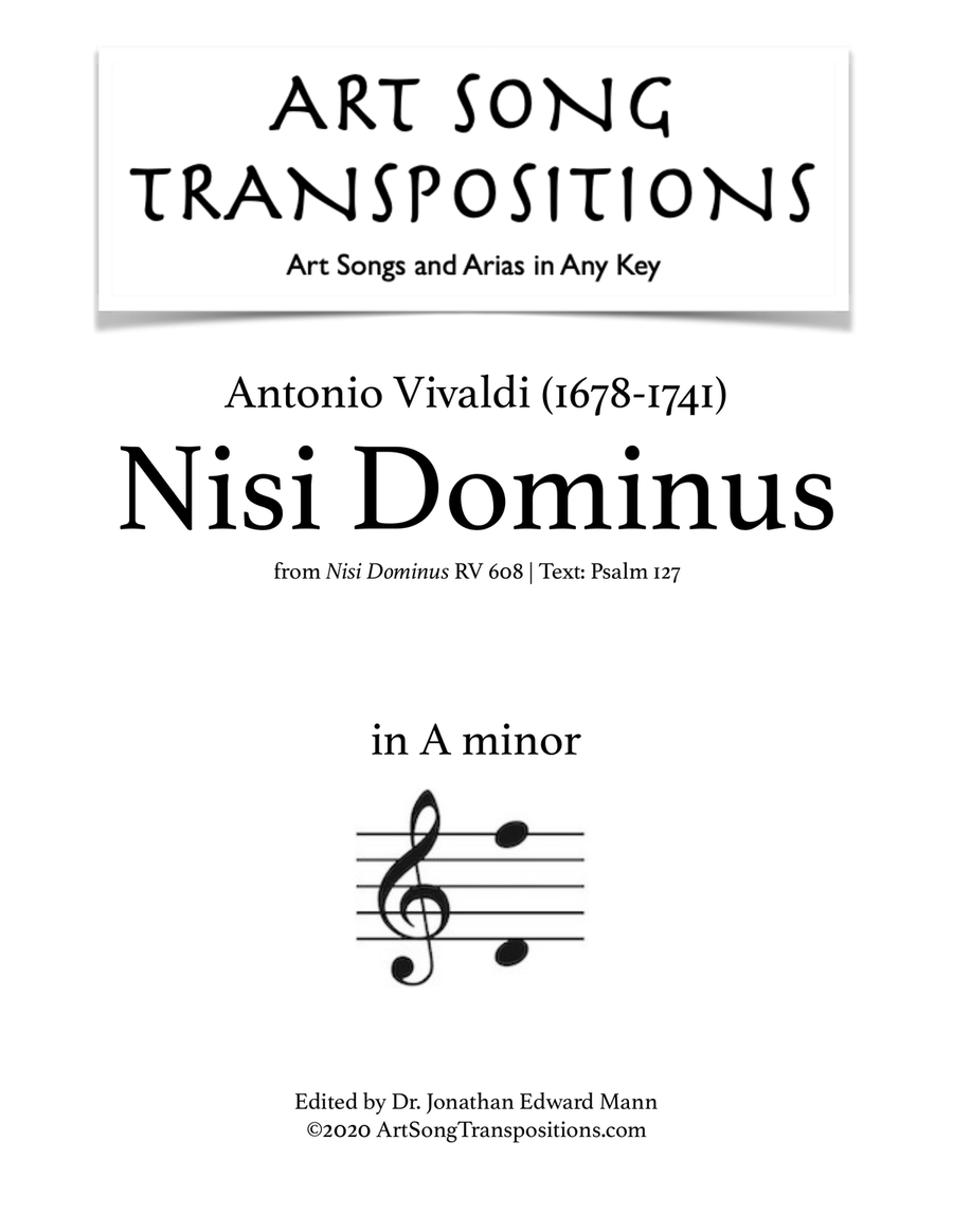 VIVALDI: Nisi Dominus, RV 608 (transposed to A minor) Voice scores gallery preview page 1