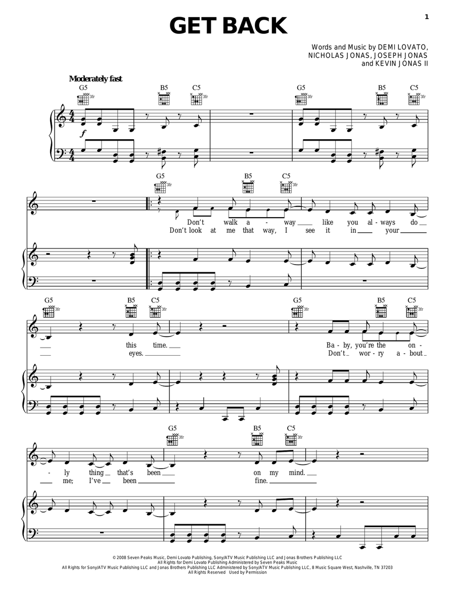 Get Back Get Back Piano, Vocal, Guitar scores gallery preview page 1