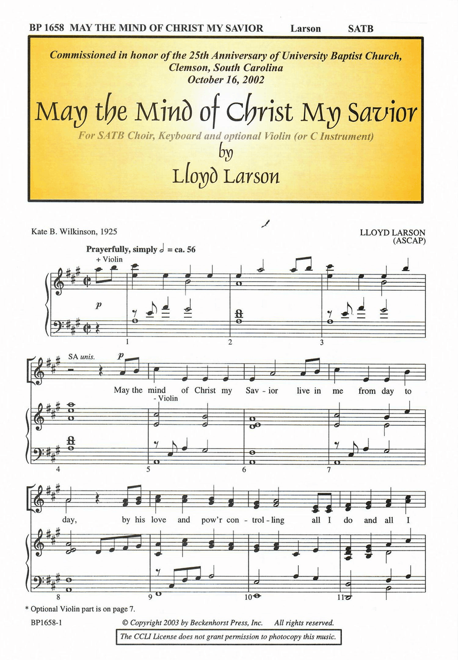 May the Mind of Christ My Savior 4-Part scores gallery preview page 1