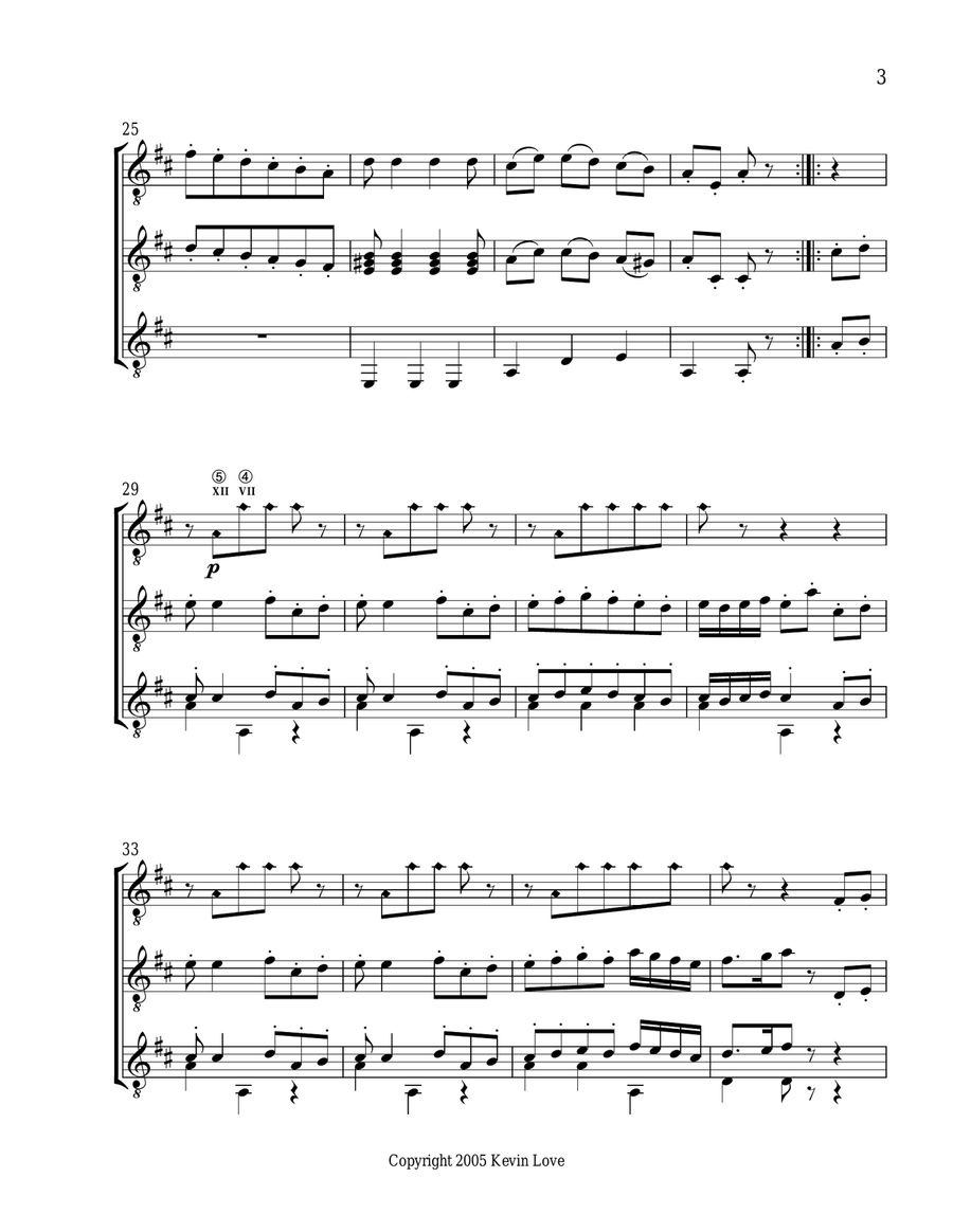Minuet (Guitar Trio) - Score and Parts Guitar Ensemble scores gallery preview page 3