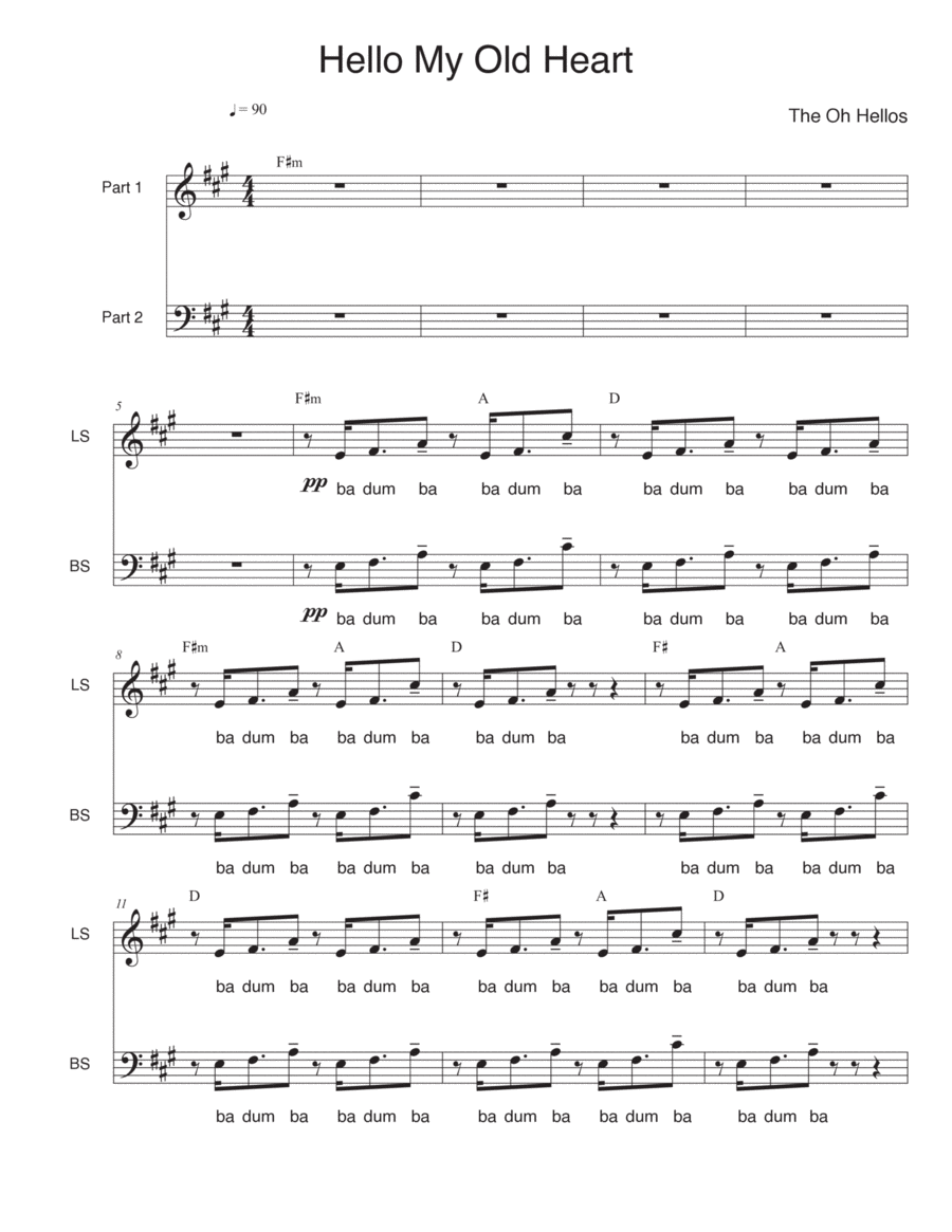 Hello My Old Heart Choir scores gallery preview page 1