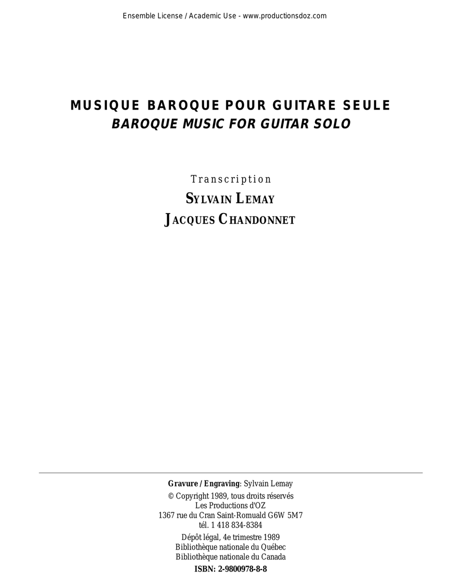 Musique baroque pour guitare seule Classical Guitar scores gallery preview page 1