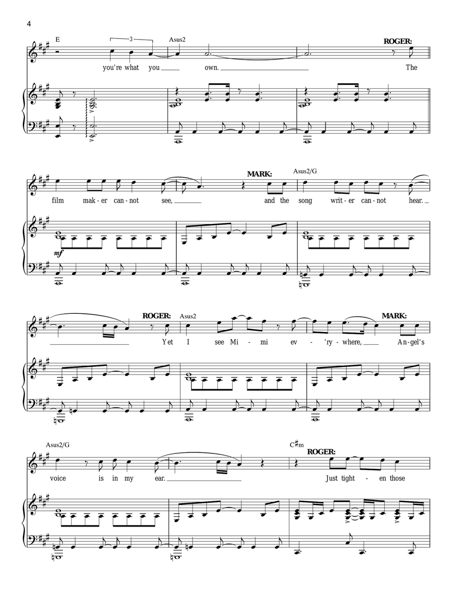 What You Own (from Rent) Piano, Vocal scores gallery preview page 4