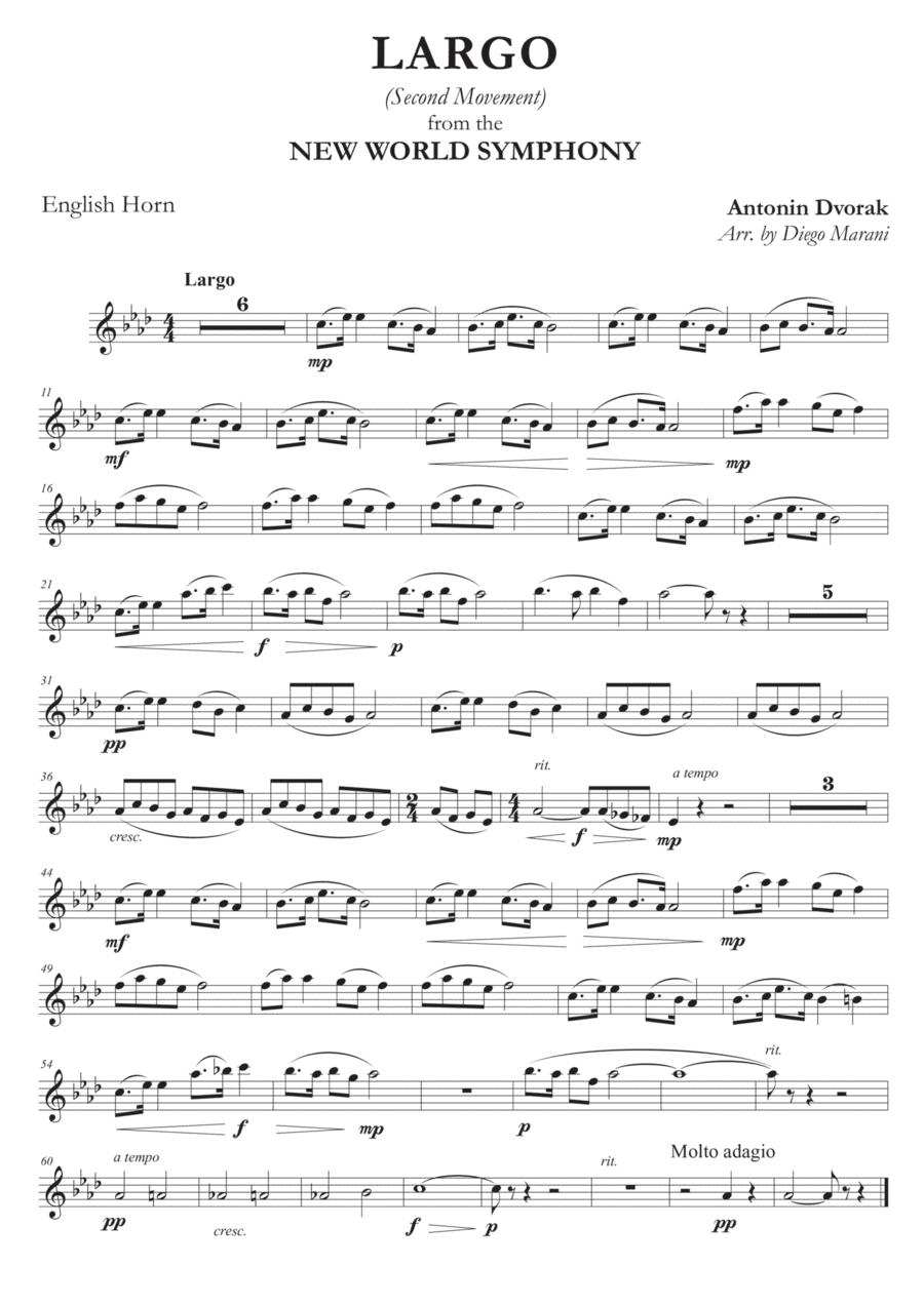 Largo from "New World Symphony" for English Horn and Piano