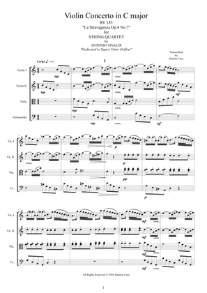 Vivaldi - Violin Concerto No.7 in C major RV 185 Op.4 for String Quartet