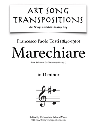 Book cover for TOSTI: Marechiare (transposed to D minor)