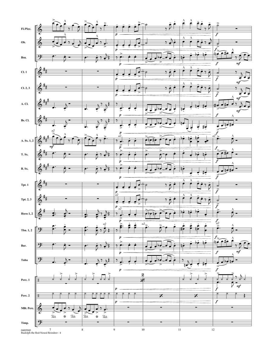 Rudolph the Red-Nosed Reindeer (Canadian Brass) - Conductor Score (Full Score) Concert Band scores gallery preview page 3