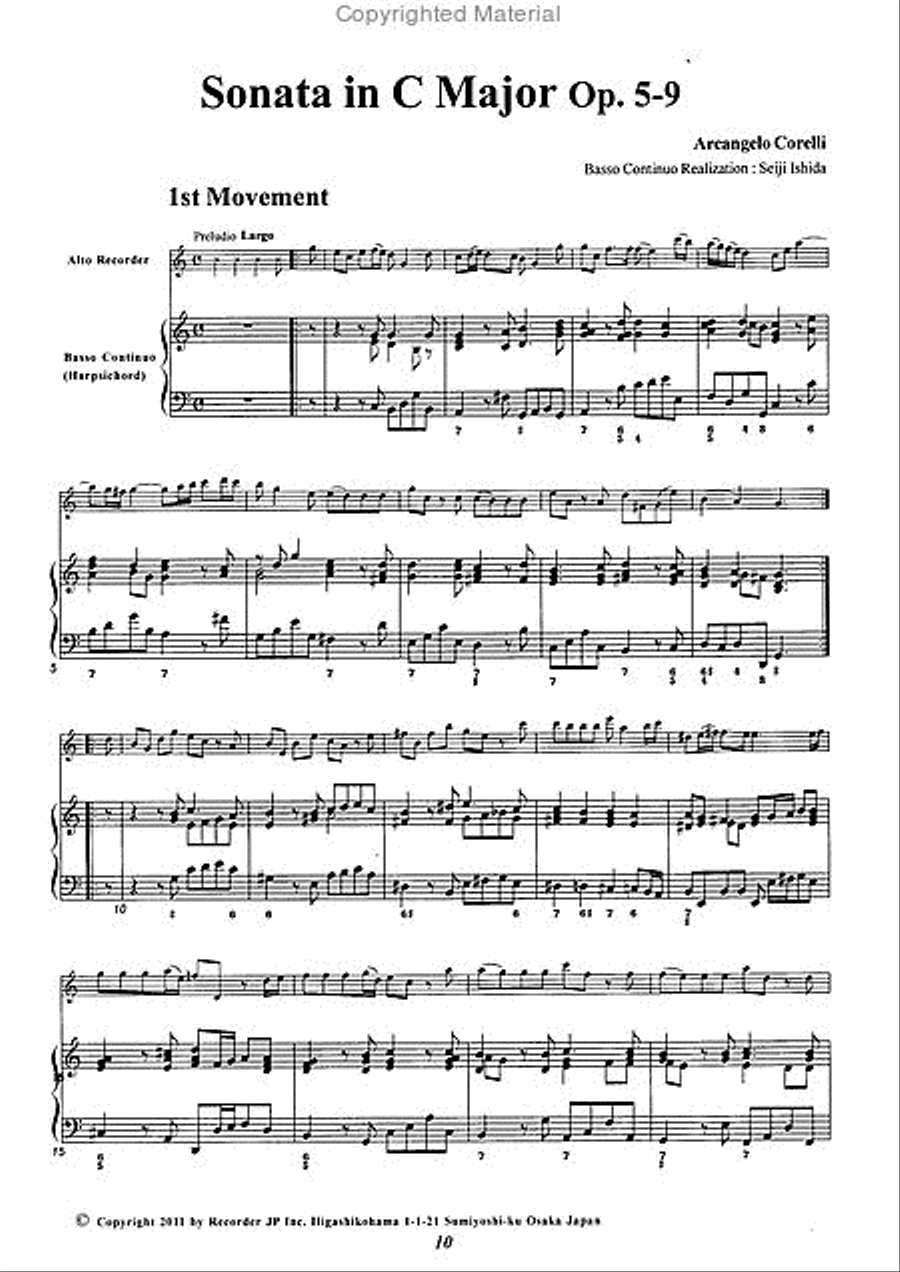 Sonata in C Major, Op. 5-9 Alto Recorder scores gallery preview page 3
