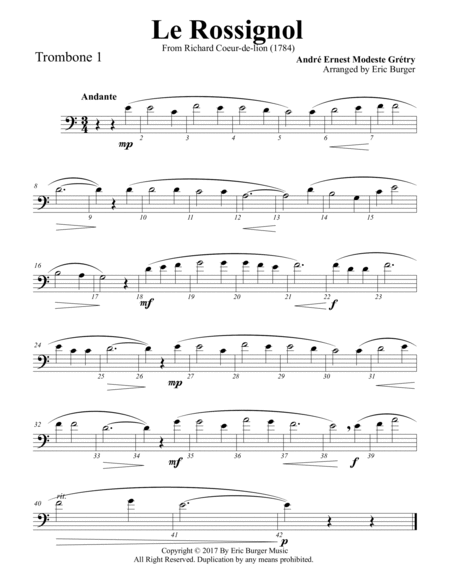 Le Rossignol for Trombone or Low Brass Quartet image number null