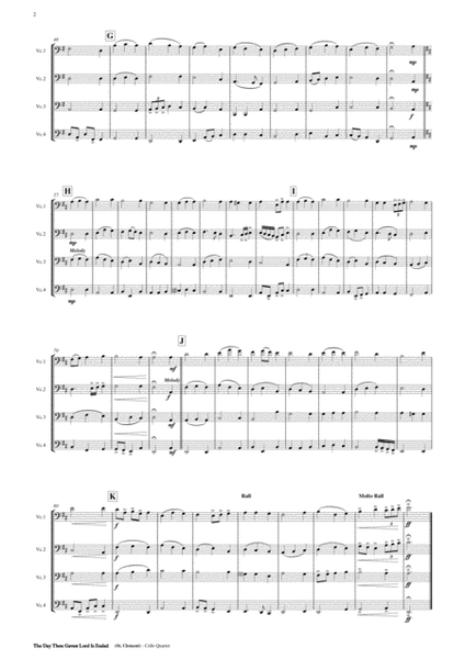 The Day Thou Gavest Lord Is Ended (St. Clement) - Cello Quartet Score and parts PDF image number null