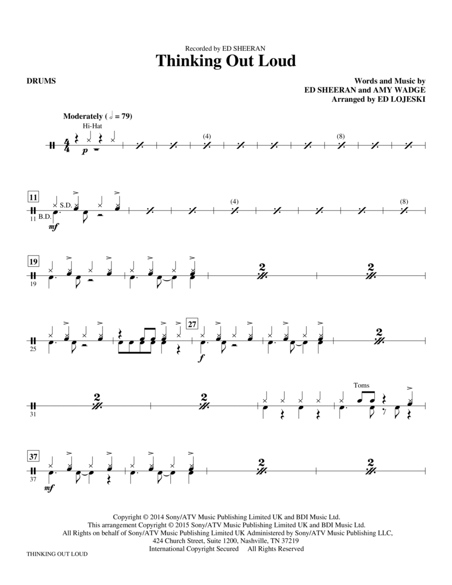 Thinking Out Loud (arr. Ed Lojeski) - Drums Choir scores gallery preview page 1