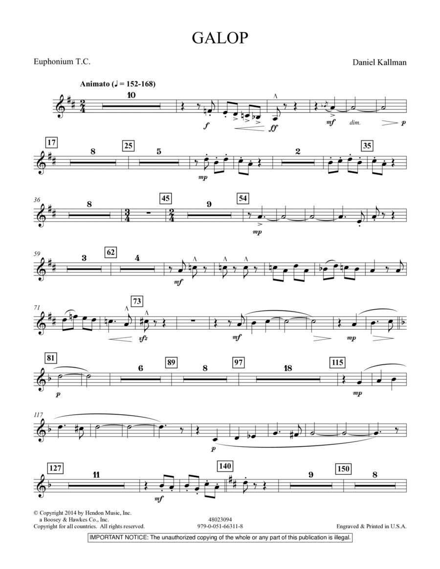 Galop - Euphonium in Treble Clef Concert Band scores gallery preview page 1