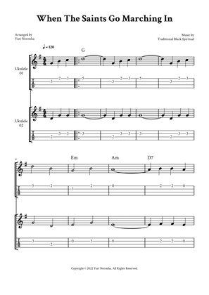 When The Saints Go Marching In - For Ukulele Duet (G Major with TAB and Chords)