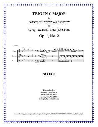 Fuchs Trio in C Major for Flute, Clarinet and Bassoon, Op. 1, No. 2