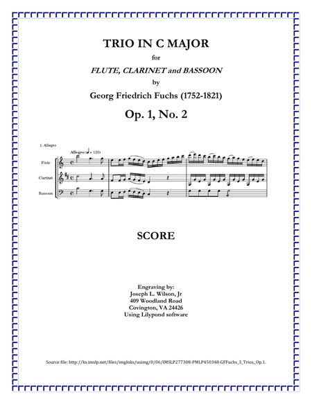 Fuchs Trio in C Major for Flute, Clarinet and Bassoon, Op. 1, No. 2 image number null