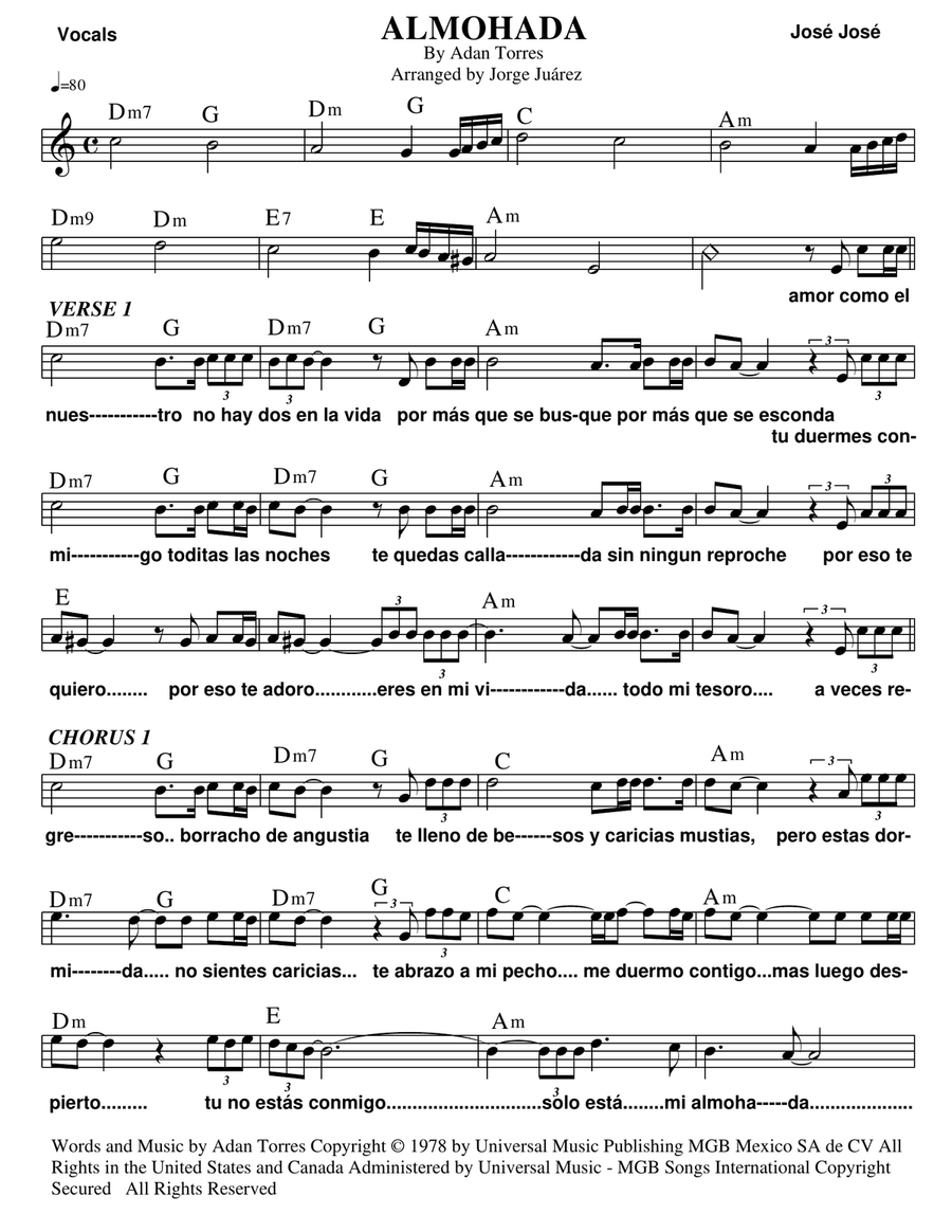 Almohada Voice Solo scores gallery preview page 1