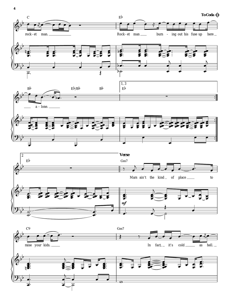 Rocket Man (I Think It's Gonna Be A Long Long Time) Piano scores gallery preview page 4