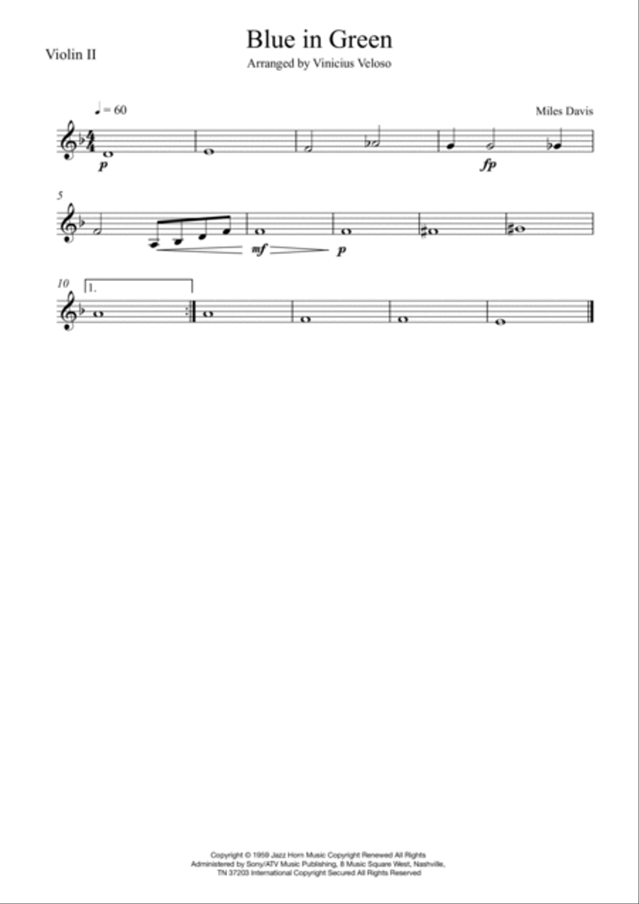 Blue In Green String Quartet scores gallery preview page 3