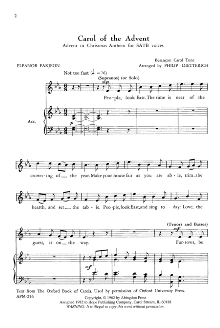 Carol of the Advent Carol of the Advent 4-Part scores gallery preview page 2