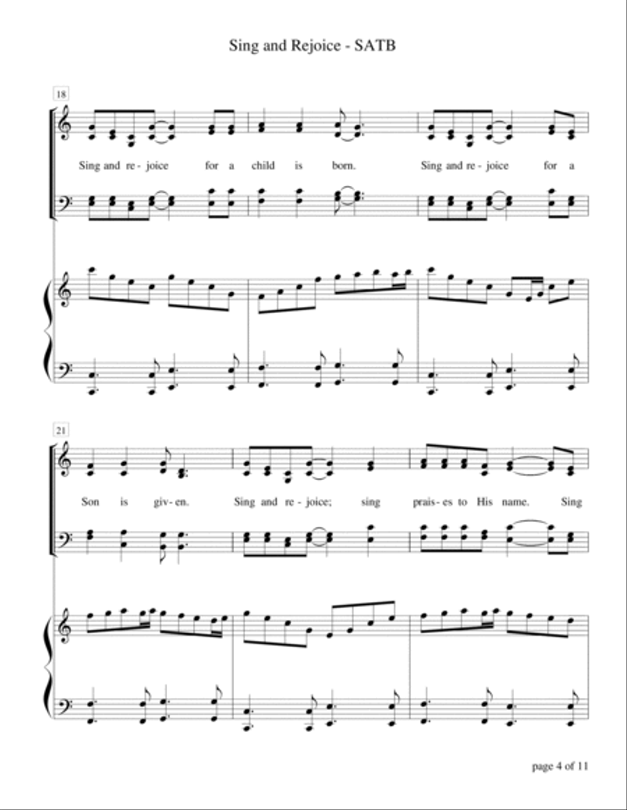 Sing and Rejoice (SATB quartet with piano accompaniment) image number null