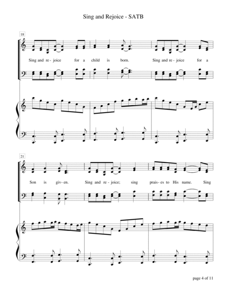 Sing and Rejoice (SATB quartet with piano accompaniment) by Sharon Wilson 4-Part - Digital Sheet Music