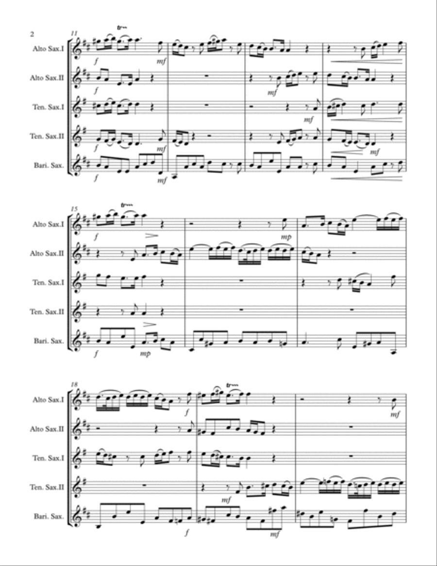 Handel – His Yoke is Easy from Messiah (for Saxophone Quintet AATTB) Saxophone Quintet scores gallery preview page 3
