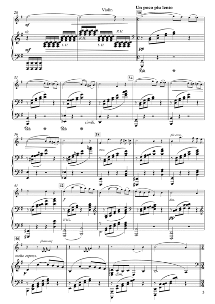 Aria: 'Mon coeur s'ouvre à ta voix' (Act II) from Samson et Dalila, Op. 47 (arr. for Violin & Piano) Violin Solo scores gallery preview page 3