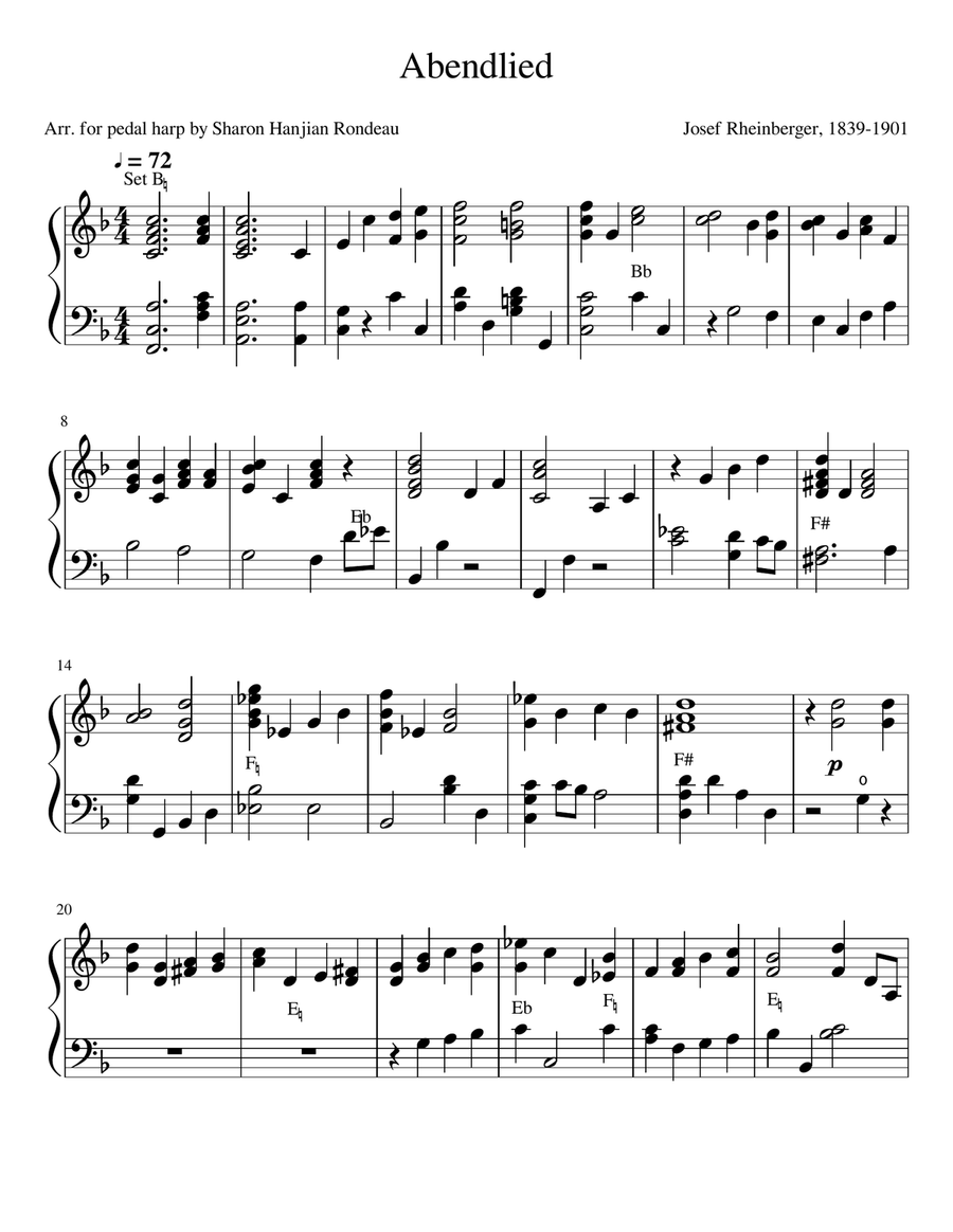 Abendlied (Evening Song) Harp scores gallery preview page 1